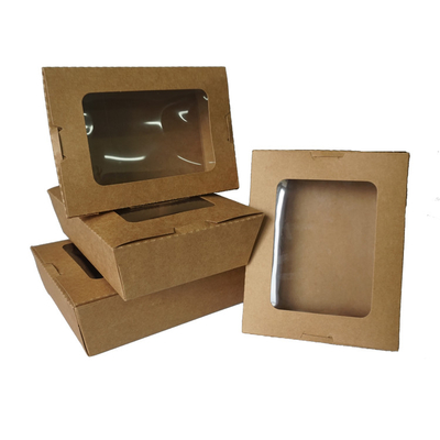 Kundenspezifischer Logo Food Container Box Disposable-Kraftpapier-Kasten mit Fenster