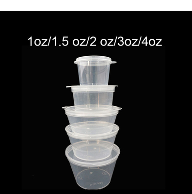 1,5 oz PP-Kunststoff-Aromabehälter zum Mitnehmen, verbundener Einweg-Saucenbecher mit Deckel