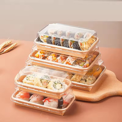 Abbaubares Sushi-Tray Wiederverwertbares Papier Sushi-Container mit Deckel Kuchenbehälter