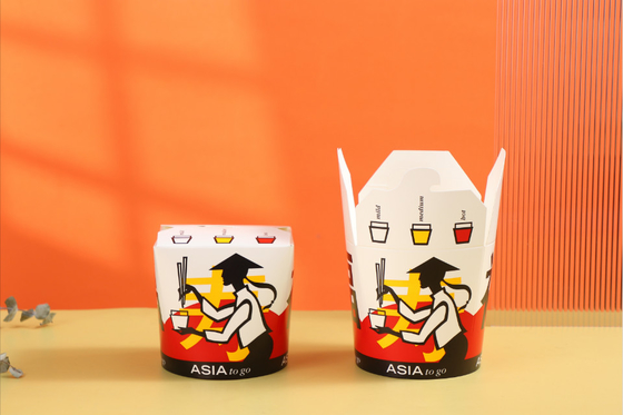 Custom Logo Druck Kraftpapier Noodle Box biologisch abbaubare Lebensmittelbox mit Griff UV-Schutz und Matt Lamination