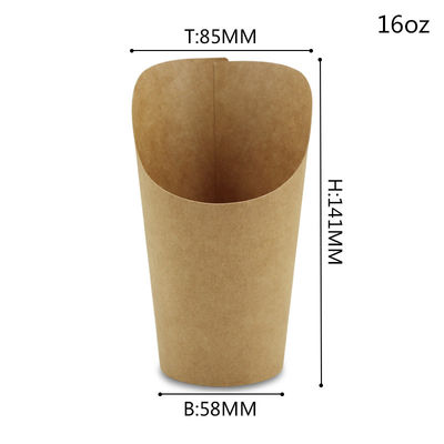 Einseitige Schaufel-Kraftpapier-Wegwerfschale für Pommes-Friteschips