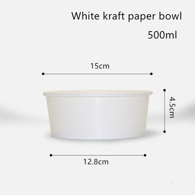 weiße Kraftpapier-Wegwerfschüssel 500ml 750ml 1000ml 1300ml für Salat