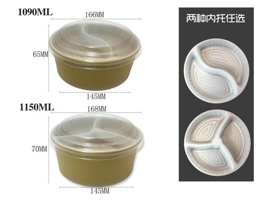 Einwegverpackungsbox mit innerer Stütze, 360–1500 ml Kraftpapierschale