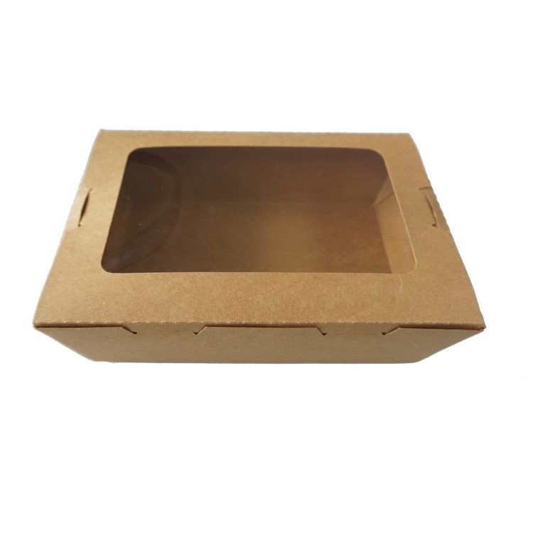 Kundenspezifischer Logo Food Container Box Disposable-Kraftpapier-Kasten mit Fenster