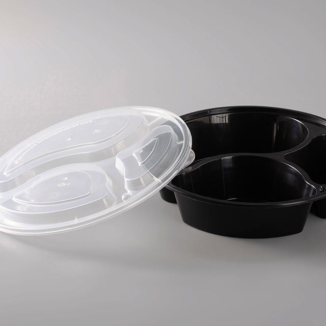 Der 3 Fach-Schnellimbiß Plastikpp. nehmen Brotdose-Wegwerfschwarzes weg