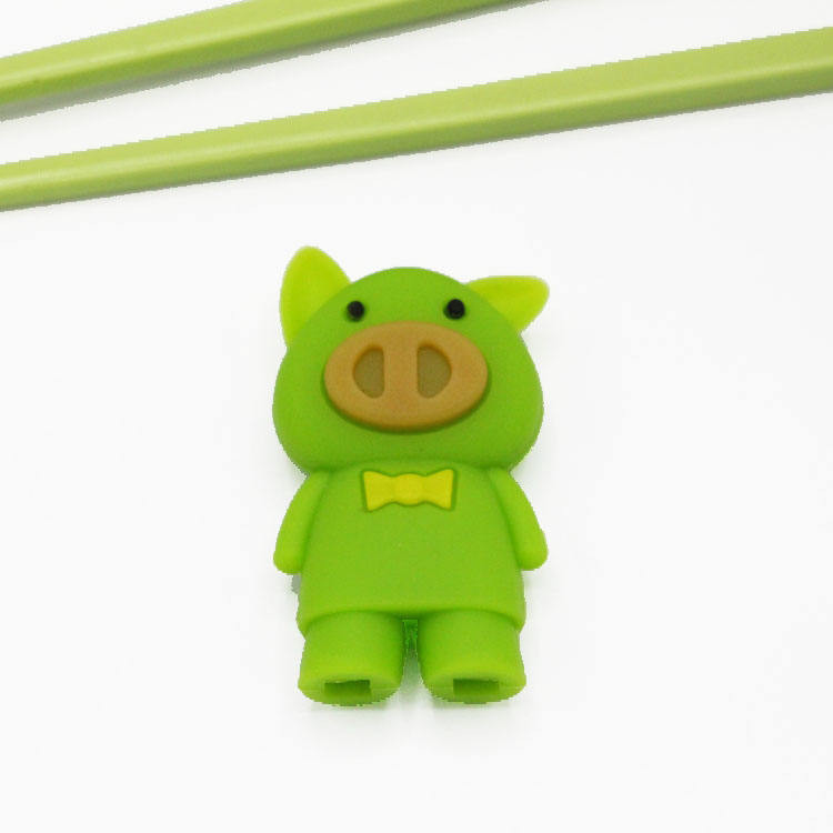 Essstäbchenhalter aus Silikon in Schweinsform, Geschirrhelfer, Essstäbchenkopf für Kinder