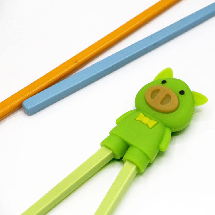Essstäbchenhalter aus Silikon in Schweinsform, Geschirrhelfer, Essstäbchenkopf für Kinder