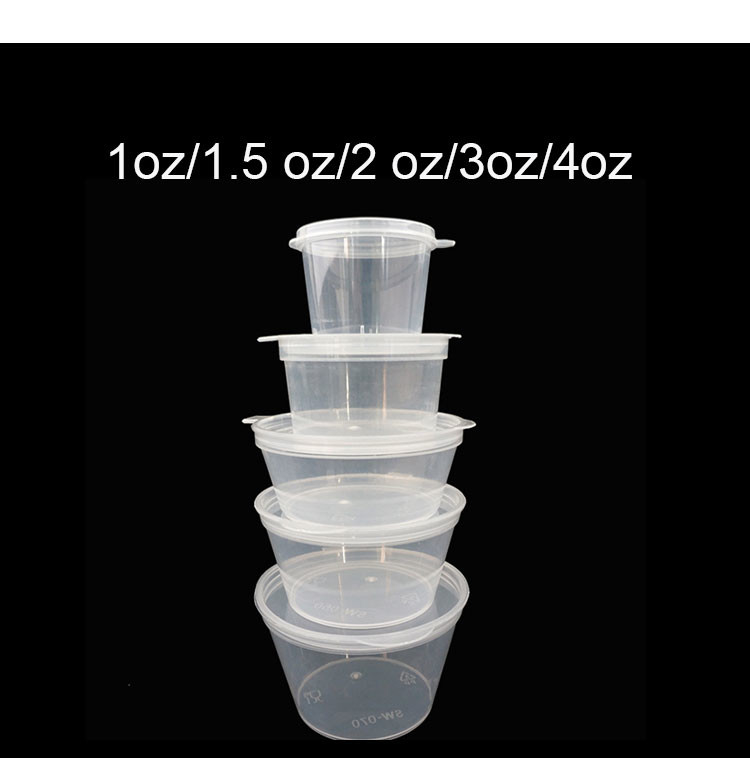 1,5 oz PP-Kunststoff-Aromabehälter zum Mitnehmen, verbundener Einweg-Saucenbecher mit Deckel