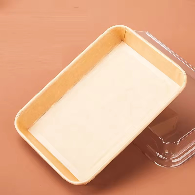 Abbaubares Sushi-Tray Wiederverwertbares Papier Sushi-Container mit Deckel Kuchenbehälter