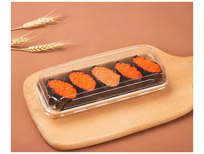 Abbaubares Sushi-Tray Wiederverwertbares Papier Sushi-Container mit Deckel Kuchenbehälter