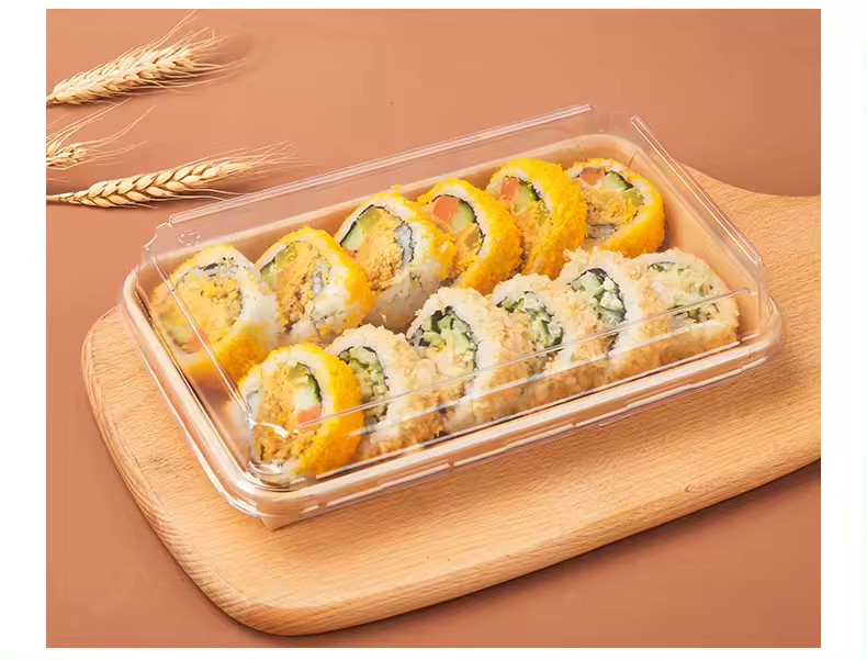Abbaubares Sushi-Tray Wiederverwertbares Papier Sushi-Container mit Deckel Kuchenbehälter