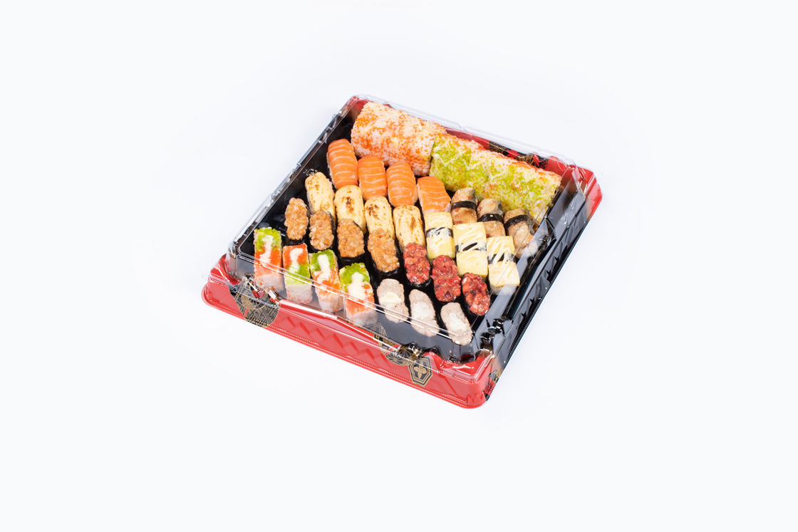 Sushi Transparente Bäckereien Buffet-Träger Süßigkeiten mit klaren Deckeln Einweg-Teller-Träger