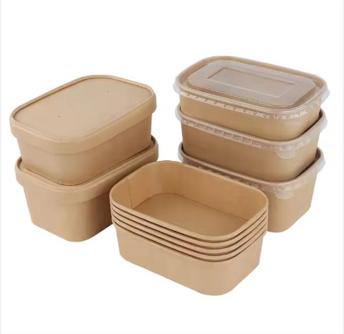 Kraft Einweggeschirm Farbschüssel mit Abnahmepapier Lunchbox Lebensmittelbehälter
