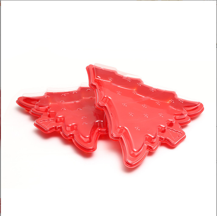 Weihnachtsbaum-Sushi-Kiste Gebackene Schokoladenkuchen-Sushi-Kiste Einweg-Plastik-Frischverpackungskiste