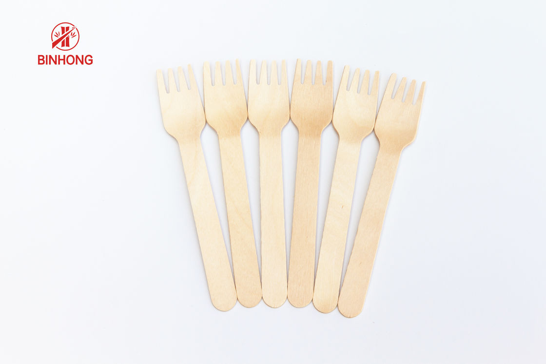 Kuchen-hölzerner Tischbesteck-Satz-Wegwerflöffel/Gabel-/Messer-Einzelperson in Papier eingewickelt
