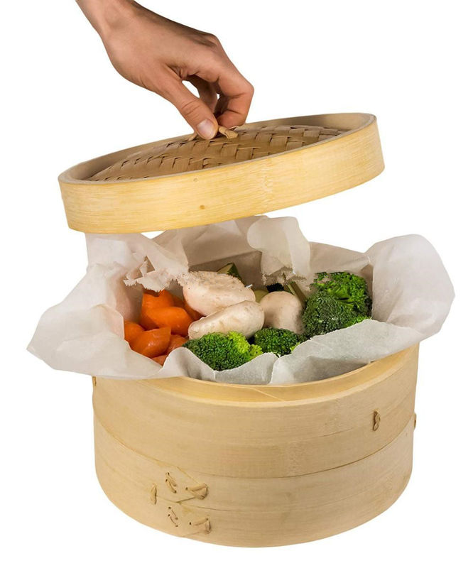 Mini Natural Bamboo Food Steamer für Reis-Gemüse-Fleisch-Fisch-Mehlklöße Dim Sum