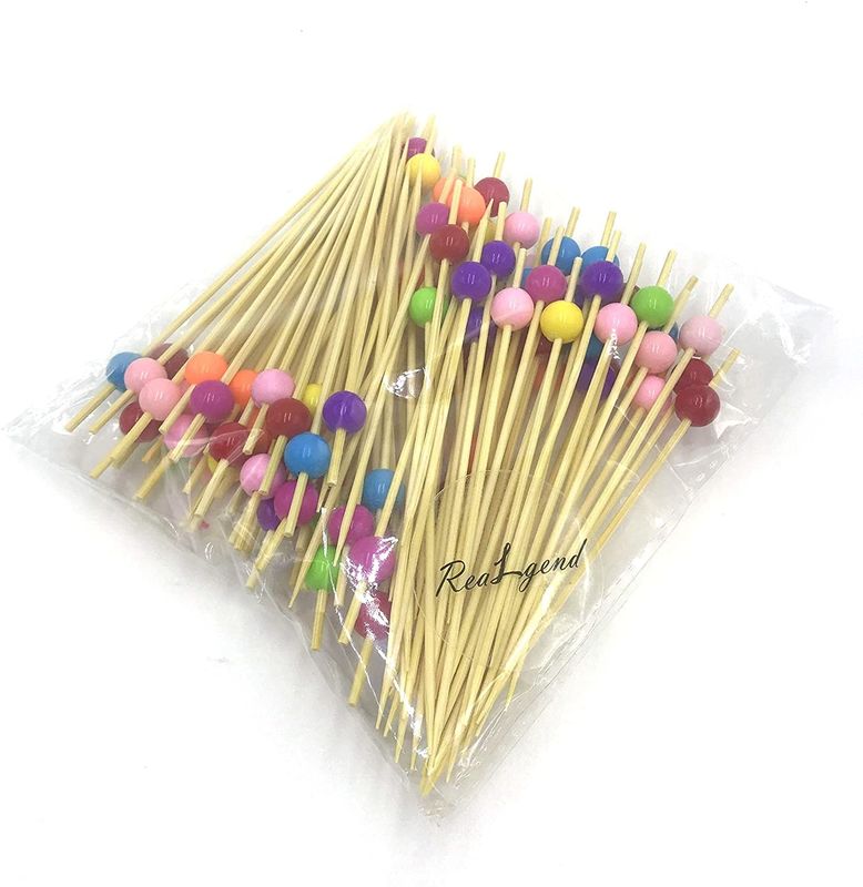 Kundenspezifische Logo Art Natural Craft Fruit Bamboo-Stock-Aufsteckspindeln