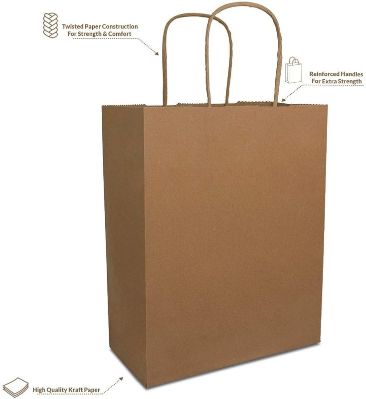 Eco freundliches Kraftpapier-Tasche PCW 80% 8x4x10“