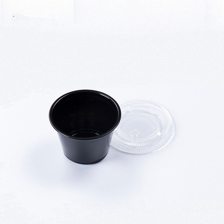 Schwarze Wegwerfsoßen-Schale Farbe-HAUSTIER Deckel-1.5OZ