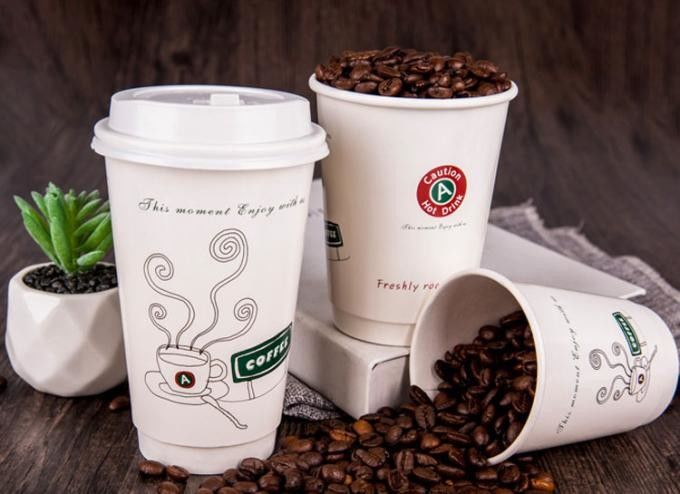 Kraftpapier-Kaffee-Getränk-Schale 16oz der Doppelschicht-ISO9001 für Café