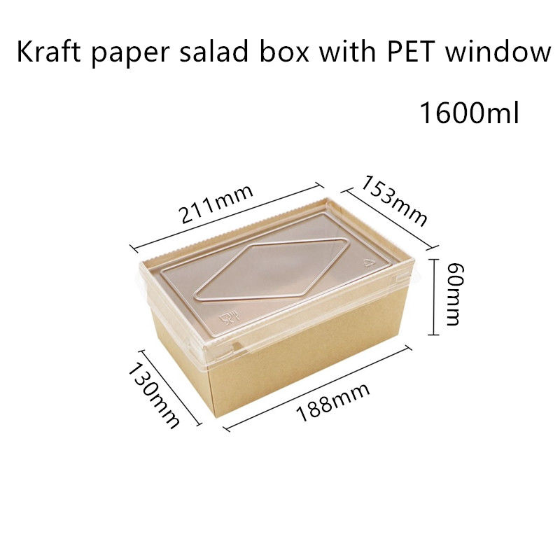 HAUSTIER Deckel-Kraftpapier-Wegwerfnahrungsmittelbehälter 2100 1600 1400ml