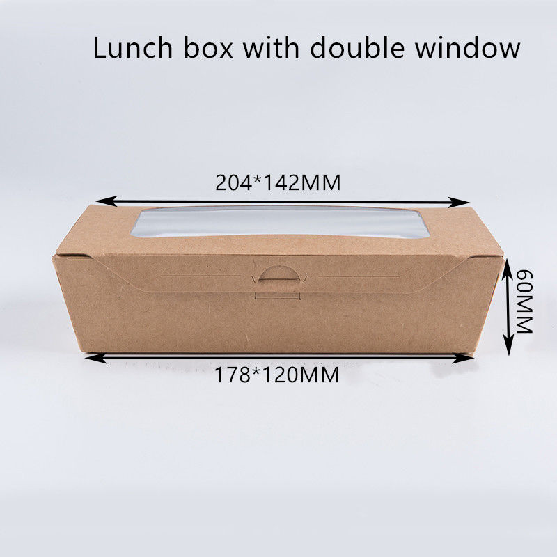 1200ml 337 Brotdose des Kraftpapier-380 400gsm mit HAUSTIER Fenster