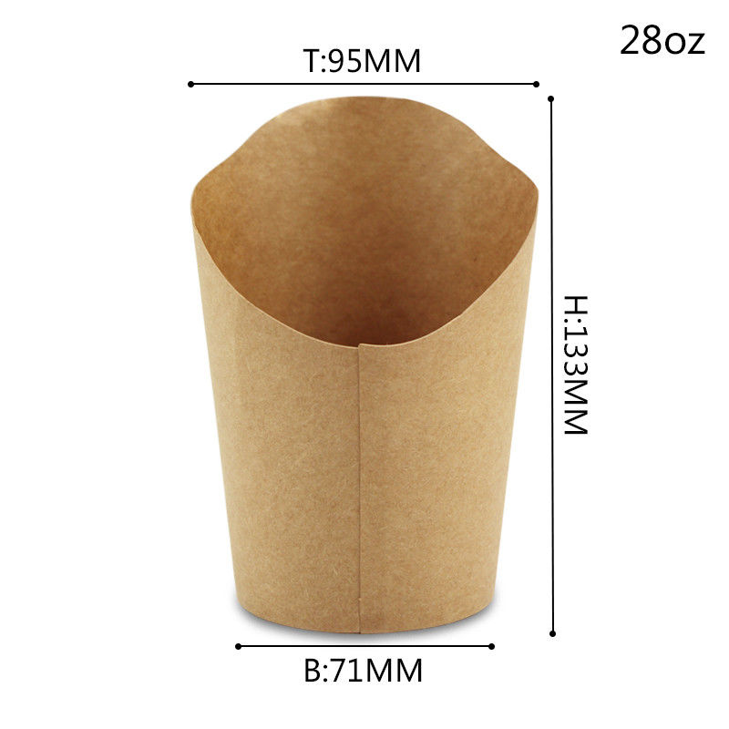 Einseitige Schaufel-Kraftpapier-Wegwerfschale für Pommes-Friteschips