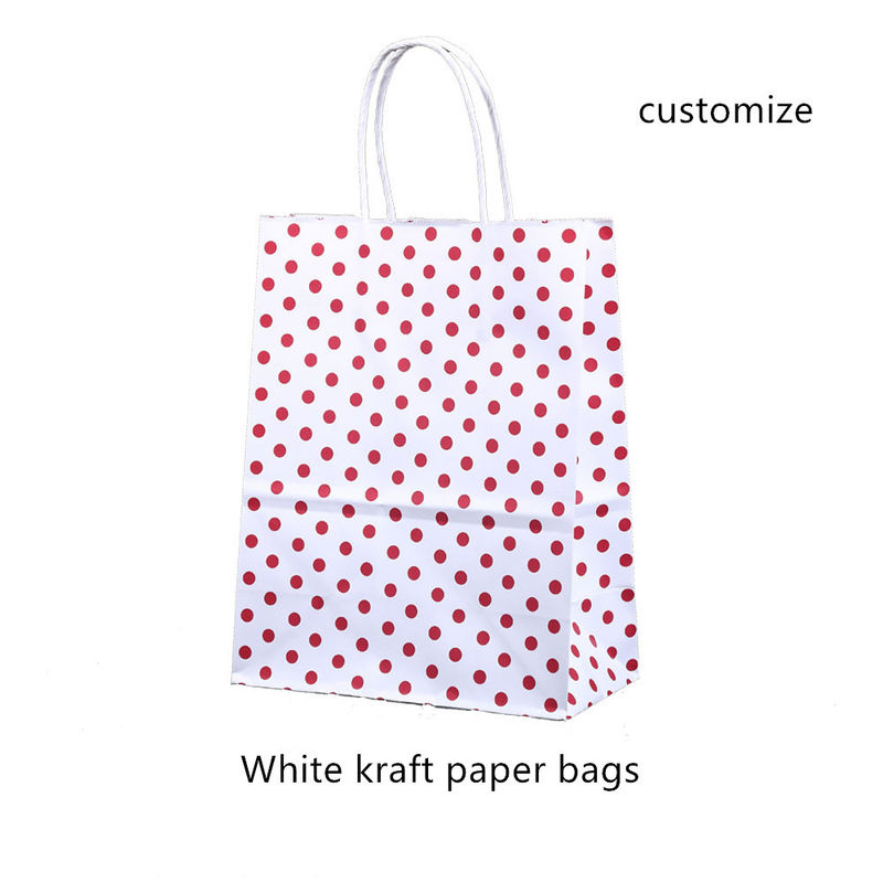 Recyclebare weiße Einkaufstasche des Kraftpapier-128gsm mit Zugschnur-Griff