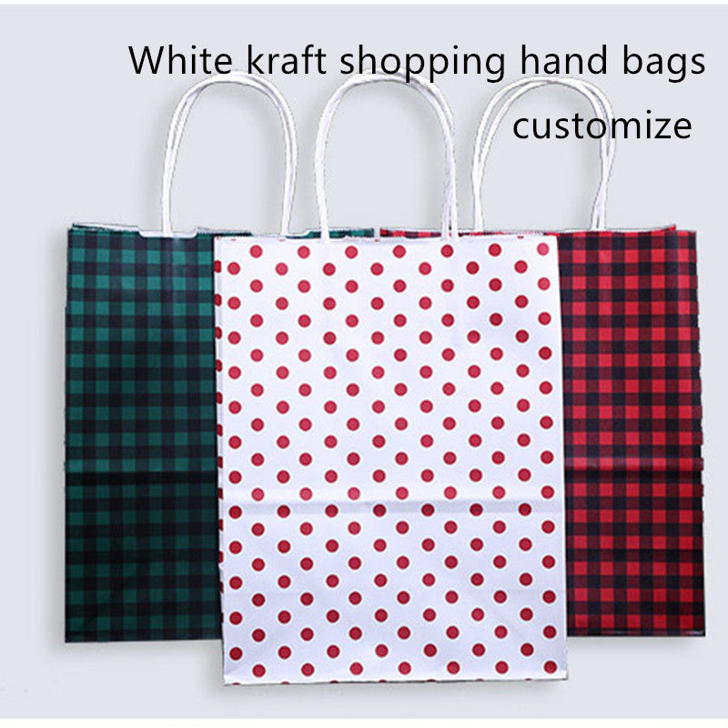 Recyclebare weiße Einkaufstasche des Kraftpapier-128gsm mit Zugschnur-Griff
