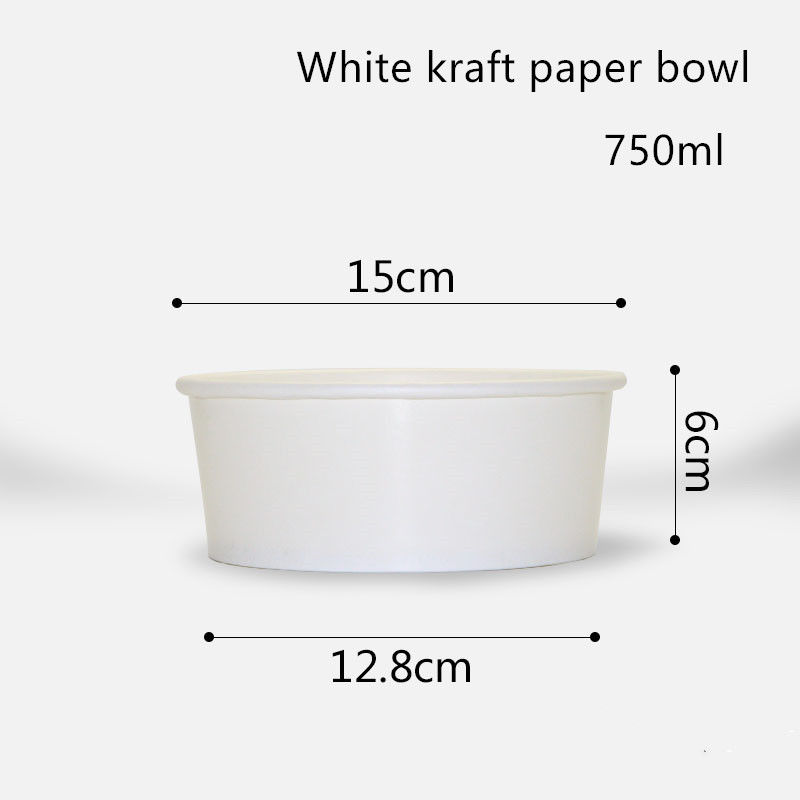 weiße Kraftpapier-Wegwerfschüssel 500ml 750ml 1000ml 1300ml für Salat