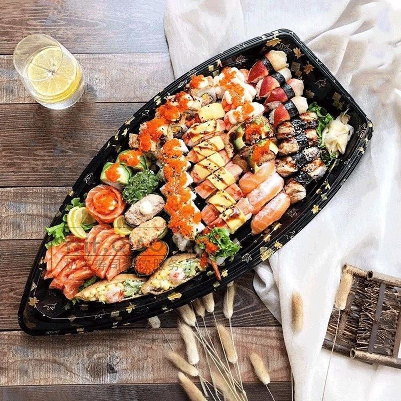 Recyclebare Wegwerfplastiksushi-Sashimi-Servierplatte