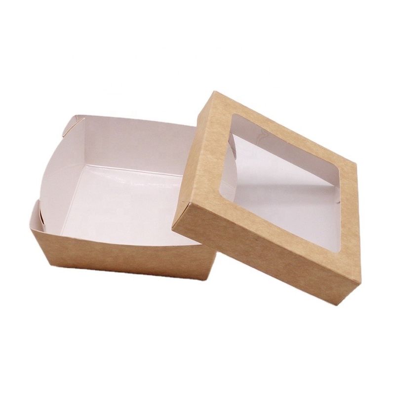 Zum Mitnehmenschnellimbiss-Verpackenkasten Kraftpapiers mit klarem Fenster
