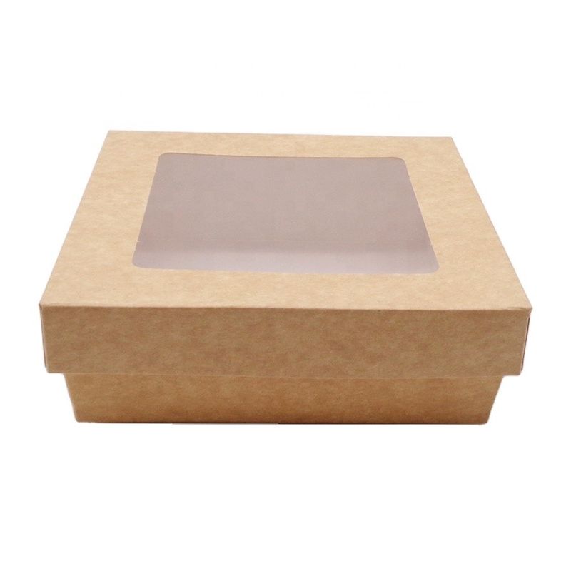 Zum Mitnehmenschnellimbiss-Verpackenkasten Kraftpapiers mit klarem Fenster