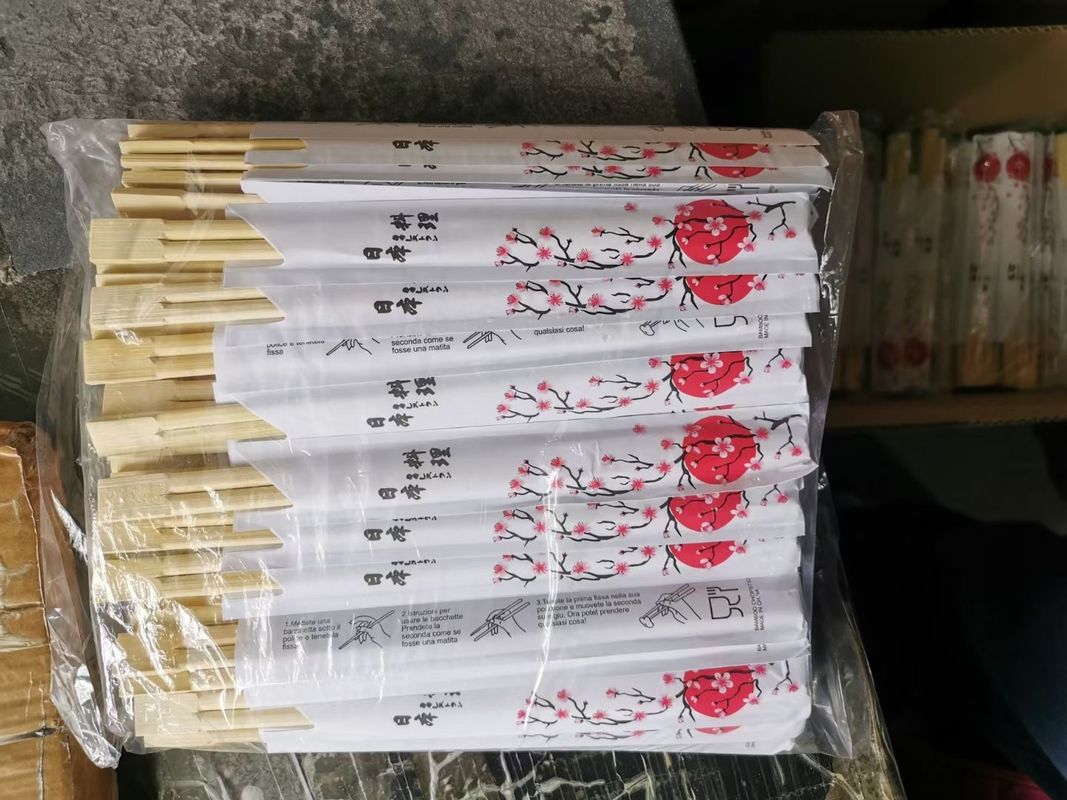 Papierverpackte Sushi-Einweg-Essstäbchen aus natürlichem Bambus mit individuellem Logo