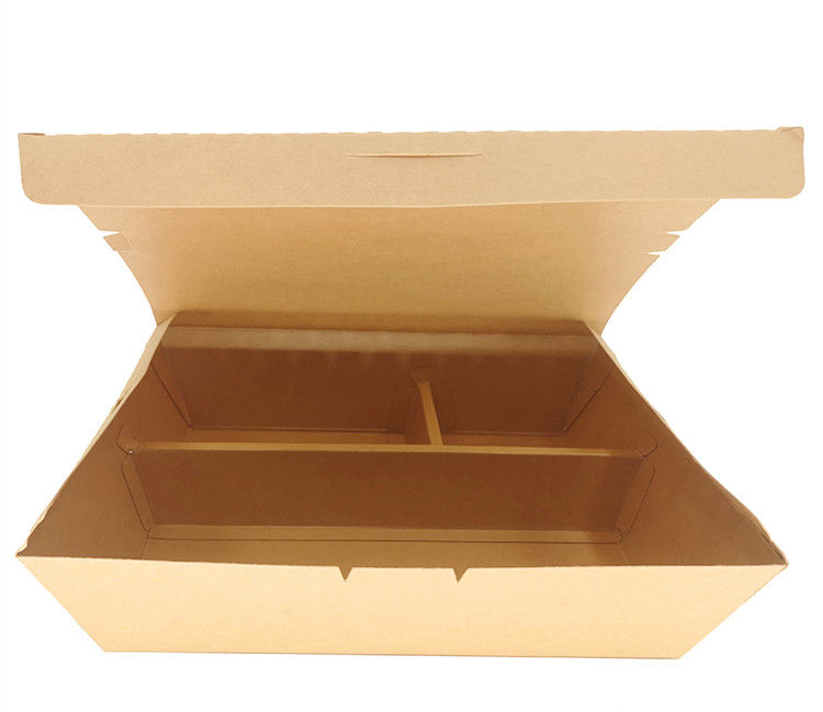 Lebensmittelechte Einwegtabletts aus braunem Kraftpapier, Lunchbox mit 2–4 Fächern