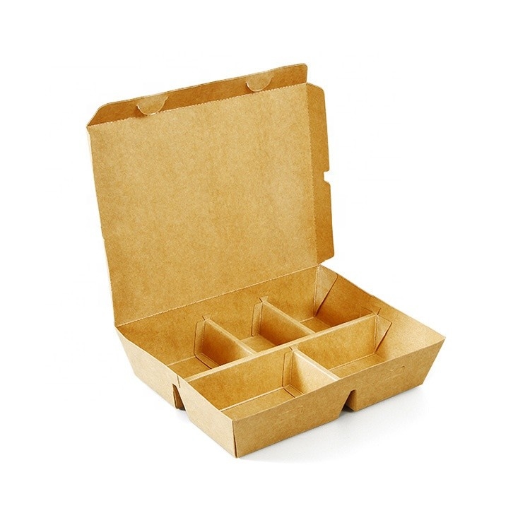 Wegwerf- nehmen Sie gefaltete Fach-Papier-Bento Lunch Box For Fast-Nahrung weg