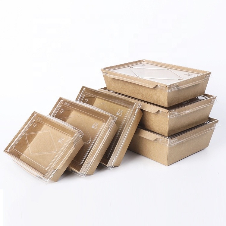 Biologisch abbaubare Nahrungsmittelbehälter-Kraftpapier-WegwerfBrotdose rechteckiges 500ml - 2100ml