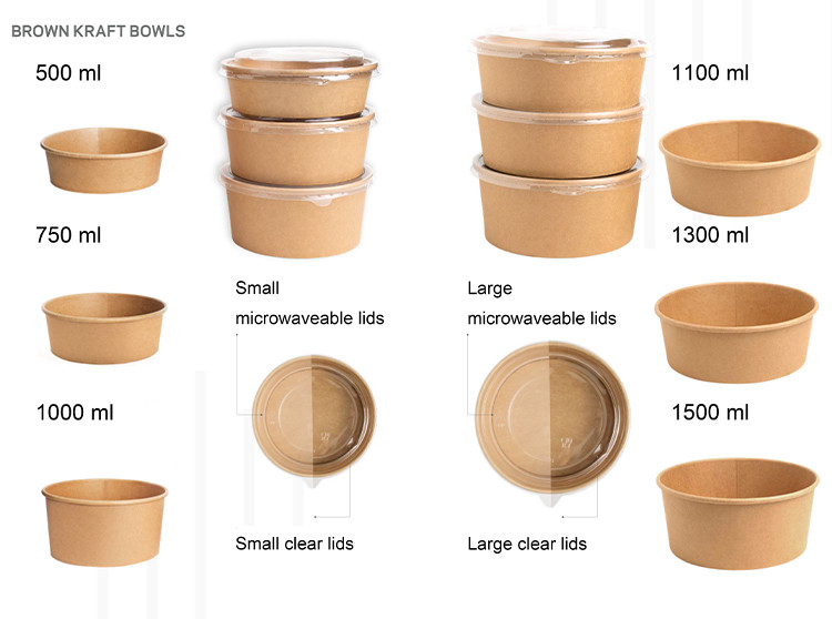 Umweltfreundliche, biologisch abbaubare Take-Away-Box, Größe 360–2000 ml, für Lebensmittelverpackungen